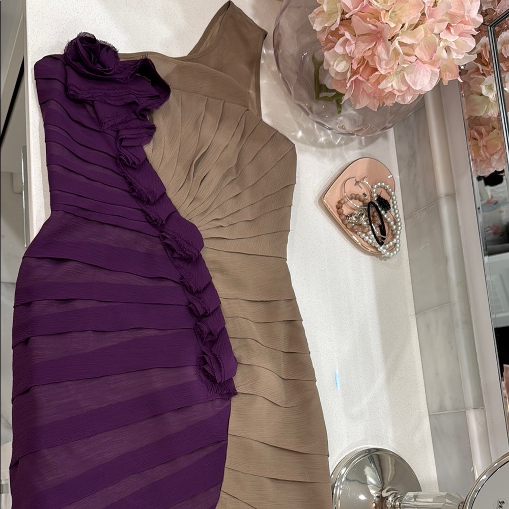 Max & Cleo Purple Asymmetrical Ruffled One Shoulder Dress